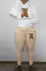 Novo conjunto de moletom com capuz casual de comércio exterior marca de moda conjunto de moletom estampado com cabeça de urso tamanho europeu moletom