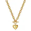Collar con Colgante de Corazón Grabado con Láser de Números Romanos en Oro de 18 Quilates, Transfronterizo Europeo y Americano, Superventas, Acero Inoxidable, Venta al por Mayor para Mujeres