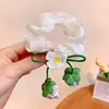 Scrunchie Flor de Morango Doce, Elástico de Cabelo de Organza para Menina, Acessórios de Cabelo de Princesa para Crianças Atacado