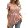 2023 Amazon suministro transfronterizo Europeo y Americano Ropa de casa malla color liso cuello en V corsé manga corta vestido camisa para mujer