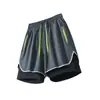 Pantalones Cortos Deportivos de Fitness Estilo Americano para Hombre, Shorts de Running con Forro Interior, Dos en Uno de Entrenamiento Anti-Exposición de Tres Puntos de Baloncesto Casuales