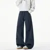Pantalones de hombre estilo americano, plisados desconstruidos con cordón, dobladillo curvo, nuevos y versátiles para 2026, pants deportivos holgados de pierna recta, pantalones largos casuales