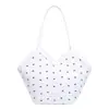 2025 Nueva Moda Bufanda de Seda Estampada con Lazo y Perlas Bolso de Hombro Casual de Gran Capacidad Bolso Tote para Mujer