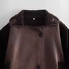 Primavera 2024 Nuevo Europeo y Americano Transfronterizo Moda Urbana para Mujer Casual Chaqueta Marrón Abrigo w107 8681