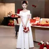 Vestido Longo Elegante e Simples Estilo Francês Plus Size 2026 Novo de Alta Qualidade para Noivas Casamento Noivado Mulheres Baixas