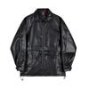 Myq2025 Chaqueta de Cuero Primavera para Hombre Chaqueta de Motociclista Holgada Cuello Alto Cuero PU Guapo Estilo Coreano Tendencia