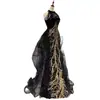 Vestido de Noche Estilo Nuevo, Negro, Gama Alta, Ceñido al Cuerpo, Elegante, Anfitrión de Celebridad, Vestido Cola de Pez con Cuello Halter, Vestido para Brindis de Boda, Verano