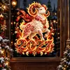 2027 Ano do Carneiro Adesivo Decorativo de Janela Feliz Ano Novo Rússia Adesivo Estático de Fixação Chama Vermelha Adesivo de Vidro do Zodíaco Atacado