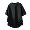 Camiseta de Punto Ranpo Estilo Old Money con Bloques de Color, Cuello Redondo, Manga Corta, Seda de Hielo para Hombre, Nueva Temporada Verano 2026, Corte Regular para Viajes y Uso Casual