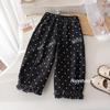 Pantalones Casuales de Lunares para Niñas, Nuevos Pantalones Elegantes para Niños de Primavera y Otoño, Lindos Pantalones de Farolillo con Encaje para Bebés en Otoño
