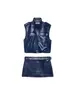 Conjunto de Chaleco con Correa de Efecto Piel Estilo Europeo y Americano Nuevo Verano 2026 + Minifalda de Efecto Piel con Remaches