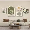 Pintura decorativa estilo crema para sala de estar Pintura para pared de fondo de sofá estilo nórdico Pintura colgante para pared de fondo de restaurante Pintura de porcelana de cristal