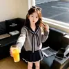 2026 Nuevo Elegante Moda Conjunto de Suéter para Niñas Tejido de Gato Estilo Otoño e Invierno para Niños Medianos y Grandes Cuello Solapa Capa Base
