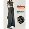 Jeans de pierna ancha color gris cemento para mujer, otoño 2026, modernos, versátiles, nuevos, de cintura alta, sueltos, de pierna recta, con caída relajada
