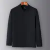 Sudadera casual de otoño para hombre, de lujo ligero, con media cremallera, camiseta de manga larga con cuello alto, capa base transpirable de punto gofrado