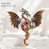 Broche de dragón volador mecánico punk más vendido de TEMU transfronterizo, pin de engranaje de esmalte multicolor retro oscuro, accesorio para bolso