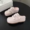 2026 Nuevo Modelo Mules Cerrados tipo Birkenstock para Mujer de 6cm de Altura Creciente con Velcro, Zapatos de Exterior Slip-On de Suela Gruesa