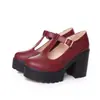 2017 Novo Aumento de Altura Salto Grosso Bico Redondo Tamanho Grande 40-46 Sapatos Femininos