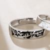 Anillo original de pareja de eucalipto azul y pájaro, anillo de esmalte de nicho creativo retro, anillo de estudiante de plata esterlina 520, regalo