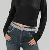 Cinto de Rebites de Alta Qualidade, Cinto de Jeans Tendência Estilo Coreano, Estilo Punk, Acessórios Maillard Femininos Modernos e Versáteis