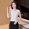 Novas Blusas de Verão para Mulheres de Meia-Idade e Idosas, Coletes Modernos com Pedrarias, Camisas Básicas, Coletes, Tamanhos Grandes, Sem Mangas