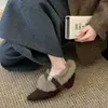 Zapatos Mary Jane Cálidos con Forro de Felpa para Aumentar la Altura para Mujer, Nuevo Estilo Invierno 2026, Zapatos de Algodón Peludos, Mocasines de Punta