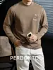 Elegante Camiseta Básica Polo Bordada de Manga Larga y Cuello Semi Alto para Hombre, Top Casual de Modal Amigable con la Piel para Primavera y Otoño 2026
