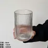 Taza de Vidrio Ins Retro con Rayas Verticales, Vaso Alto, Copa de Vino Tinto, Copa de Vino, Vaso para Jugos, Copa para Helado, Vaso para Bebidas Frías, Vaso para Agua