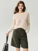 Suéter de Punto Campbell para Mujer ~ 25% Seda de Morera 75% Cachemira, Cuello Redondo, Manga Raglán, Suéter Base