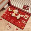 Alfombrilla de Piso de Tierra de Diatomeas Personalizada de Dibujos Animados Año Nuevo del Caballo para Baño, Alfombrilla Absorbente de Agua Antideslizante con Tacto de Felpa y Alfombrilla de Pie Resistente a la Suciedad