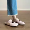 2026 Novo Estilo Minimalista Confortáveis Meias Pantufa Fechadas para Mulheres, Sandálias Versáteis Respiráveis Vazadas Retrô para Uso Externo
