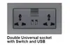 Tomada de Interruptor de Alumínio Escovado Tipo 86 146 para Comércio Exterior com Duas Portas USB Estilo Europeu Padrão Francês Estilo Britânico com Tomada Dupla USB