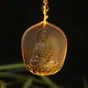 Pingente de Buda esmaltado antigo pingente de Buda farmacêutico colar de Guanyin corrente de suéter amarelo Maitreya joia presente
