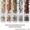 Arte de unha fluxo sementes de cânhamo material com glitter pó de cebola dourado estrela de cinco pontas fragmentos de folha de ouro redondos cola de esmalte joias atacado