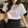 Camiseta de Manga Corta de Oso de Venta Caliente en Lightning Warehouse para Mujer 2026 Verano Estilo Harajuku Nicho Blanca Media Manga Ins Marca de Tendencia