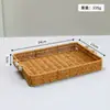 Bandeja Tecida de Rattan Sintético com Duas Alças Cesta de Armazenamento para Utensílios Domésticos Cesta de Frutas Cesta Japonesa para Pão Cesta para Pão no Vapor Cesta de Armazenamento para Mesa