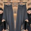 Pantalonas Largos de Moda Elegantes Novos de Alta Qualidade para Celebridades da Internet Europeias, Calças Casuais Versáteis de Cintura Alta Grossas de Lã para Inverno