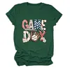 Amazon eBay site independente moda casual feminina dia de jogo luva de beisebol camiseta gola careca manga curta