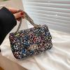 Bolso de Cadena Estilo Coreano Versátil para Mujer, Nuevo Bolso Niche Estilo Graffiti de un Solo Hombro Cruzado, Bolso Cuadrado Pequeño Único Transfronterizo