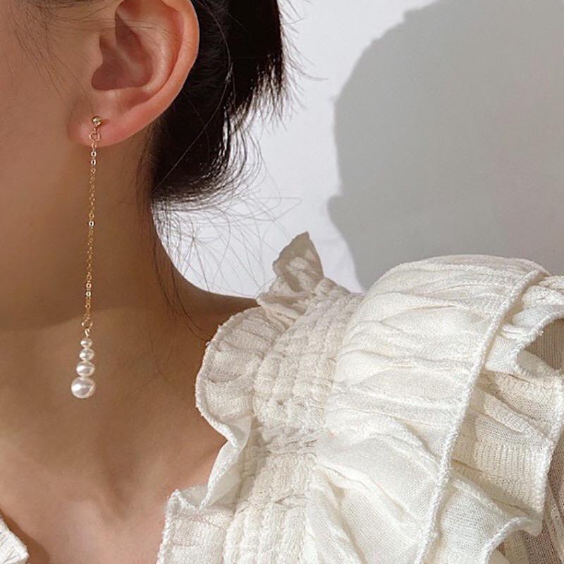 小众个性长款流苏葫芦耳钉 ins日韩超仙气质天然