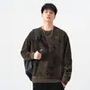 Roupas Masculinas Fengshe / Moletom Masculino Forrado com Fleece para Primavera e Outono com Pequenos Detalhes, Bolso Discreto no Peito, Peça de Manga Longa Pesada 360g para Homens