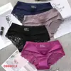 Calcinha de Renda de Cintura Média para Mulheres, Controle de Barriga Sem Costura, Alta Elasticidade, Não Deforma, Algodão Puro, Calcinha de Algodão Puro para Mulheres, Seda Gelada Sem Costura