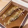 Pendientes de Flor de Perla con Circonita Incrustada de Diamantes de Lujo, Pendientes de Moda de Lujo Ligero y Gama Alta, Pendientes de Estilo Europeo y Americano con un Diseño de Nicho