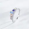 Conjunto de Collar y Anillo de Plata de Ley S925 Lujo Ligero con Circonita de Colores para Mujer, Conjunto Geométrico de Circonita de Nicho Ins de Alta Gama Exquisito para Mujer