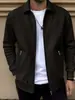 2026 Nova Jaqueta Cardigan Masculina de Primavera e Outono com Bolso com Zíper Gola Reversível Cor Sólida Casual Slim Fit