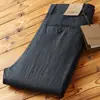 Pantalones Casuales de Lino Puro para Negocios de Verano para Hombre Pantalones Ligeros Rectos Holgados Pantalones de Algodón y Lino talla extra Holgados