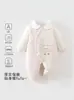 Ropa de algodón de 150 g con cuello de muñeca para bebé recién nacido, mameluco de algodón puro sin costuras para bebé para otoño e invierno, ropa de algodón engrosada para niñas