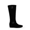 Estilo idêntico ao da Mãe Uva, aumento interno de altura de 6 cm, botas empilhadas estilo coreano para mulheres, botas longas de perna larga com fivela de cinto, botas de motociclista, botas de cavaleiro