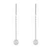Hilo para pendientes de bola redonda esmerilada de plata pura S999 para mujer, Modelo Nuevo 2026, Cuidado de orejas de plata pura, Antiperdida, Cadena corta simple para orejas para adelgazar el rostro