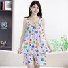 Conjunto de Pijama de Verano para Mujer: Camisola y Shorts, Corte Holgado, Estampado, Lindo, Dulce, Ropa para Casa, Estampado Floral de Dibujos Animados, Se Puede Usar Afuera, Delgado